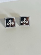 Vintage Fleur de Lis Cufflinks New Orleans Saints Mens Formal Wear Silver Tones