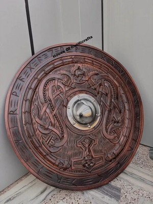 Medieval Shield Viking Shield 24'' Wooden Shield Heavy Metal Norse Handmade Gift