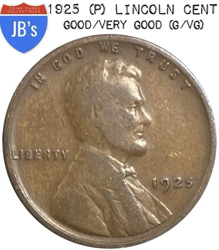 1925 (P) Lincoln Wheat Cent Penny 1c - Good/Very Good (G/VG)