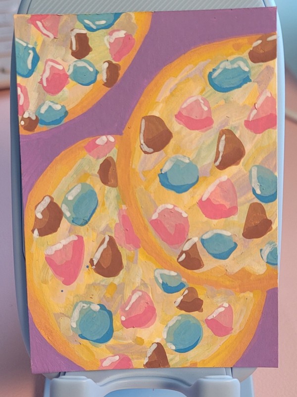 ACEO Original Art Card Rainbow Chocolate Cookie Food Illustration by addisonella