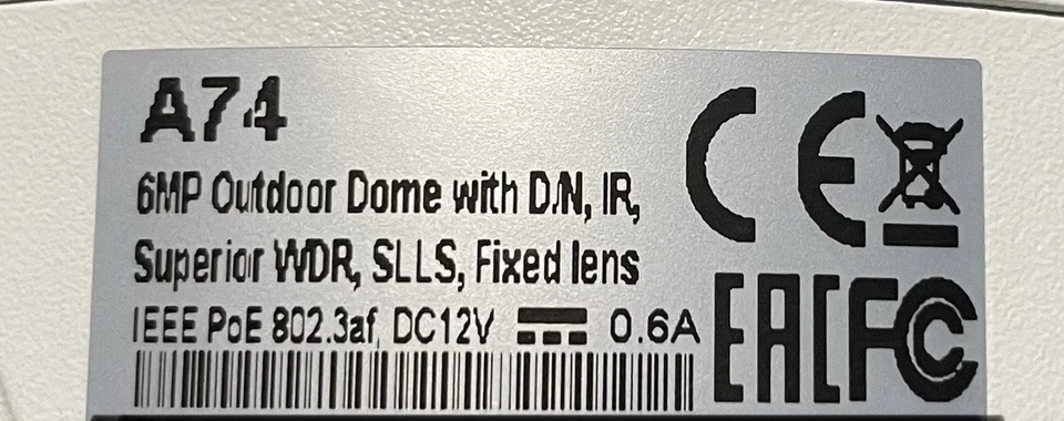 A74 6MP Outdoor Dome with DN, IR LED. - Image 3 of 3