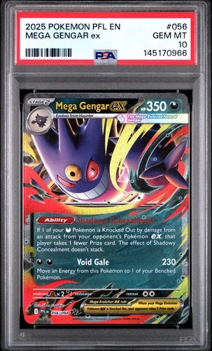 2025 POKEMON PFL EN-PHANTASMAL FLAMES #056 MEGA GENGAR EX PSA 10