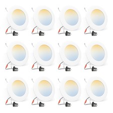 12 Pack LED Recessed Lighting 5/6 in 12W 1100LM 5CCT, Dimmable Can Lights White