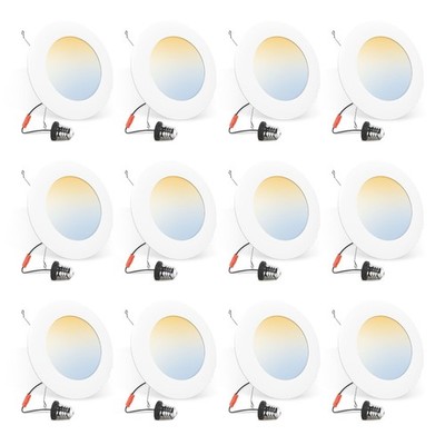12 Pack LED Recessed Lighting 5/6 in 12W 1100LM 5CCT, Dimmable Can Lights White