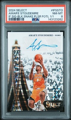 Amar'e Stoudemire 2024 Panini Select In Flight Black Prizm Auto 1/1 PSA 8 Suns