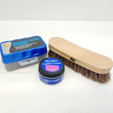 Shoe Care Lot - Instant Shine Sponge, Cadillac Leather Creme Black Brush