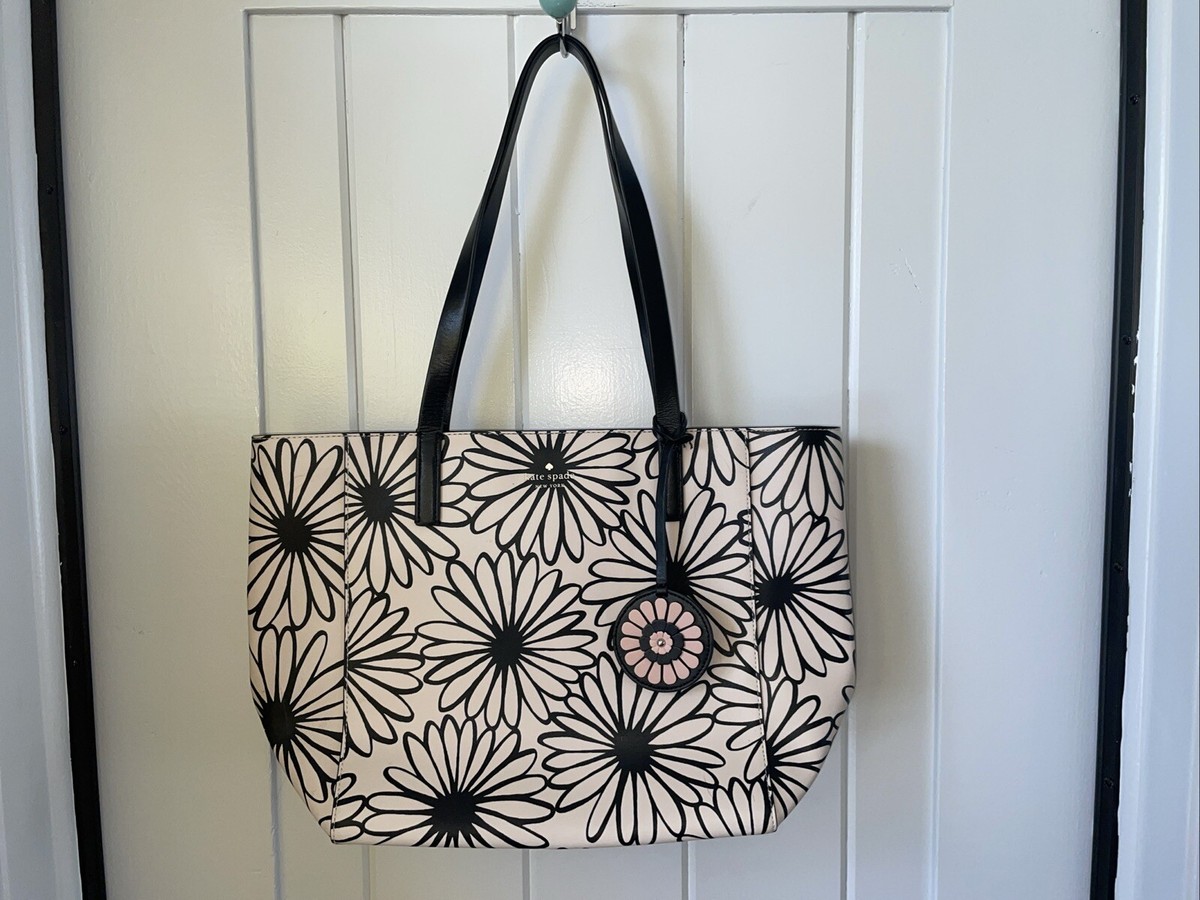 Kate Spade New York Rosa Daisy Tote Black White Designer | eBay