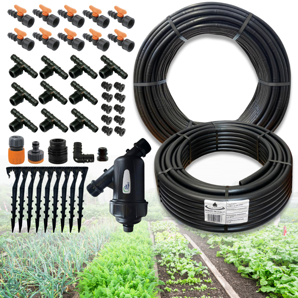 Kit Irrigazione Orto 100 mq Ala Gocciolante 16mm Passo 50