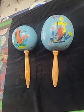 Set of 2- Vintage Maracas/Maraca From Mexico 8.5  long