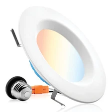 6-12 x PARMIDA 6" 5CCT 12W LED Smooth Trim Dimmable Recessed Light ETL, ES