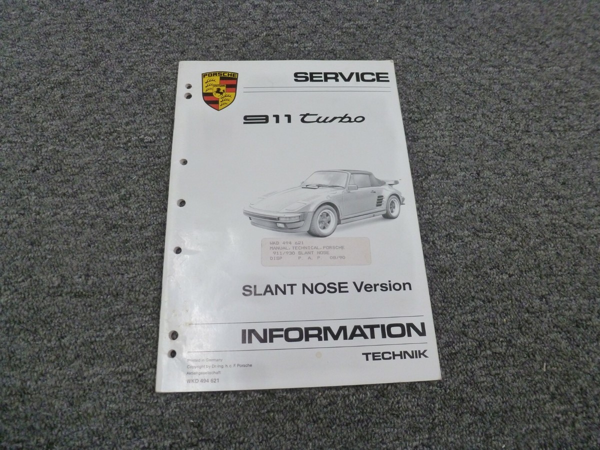 1986-1987 Porsche 911 Turbo M505 Slant Nose Service Repair Manual