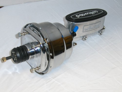 BLACK POWER BRAKE BOOSTER & WILWOOD POLISH MASTER CYLINDER SET 57-72