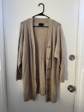 ASOS Women Size 4 Oversized Cardigan Dress Beige Tan 