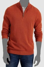  65 Club Room Men's Orange 1/4-Zip Long-Sleeve Mock-Neck Sweater Size M