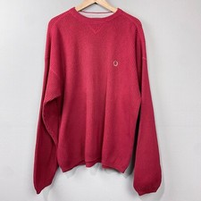 Vintage 90s Tommy Hilfiger Sweater Sz XL Red Rib Knit Crest Logo Cotton Classic