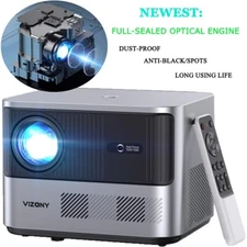 VIZONY FHD 1080P Projectors 800ANSI 5G WiFi Bluetooth Outdoor Full-Sealed Engine