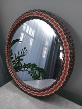 Meuble vintage mi-siècle miroir soviétique cadre plastique osier Space Age