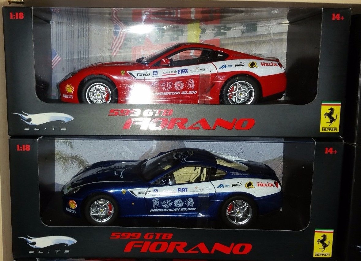 LOT OF 2 FERRARI 599 GTB FIORANO PAN AM HOT WHEELS ELITE 1