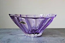 Bowl Vase 8" Desert Sweets Fruits Crystal Glass Amethyst color Bohemian Crystal