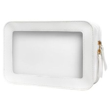 LETGO Clear Makeup Bags, TSA Approved Toiletry Bag with Zipper, Clear C-Beige