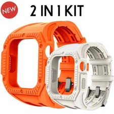 2 IN 1 Rugged Band Case Cover Bumper For Apple Watch Series 9 8 7 6 5 SE 44/45mm
