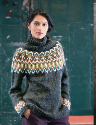 STRICKMUSTER PAPIERKOPIE Damen Designer Fair Isle Passe Pullover 38-47'' 892F