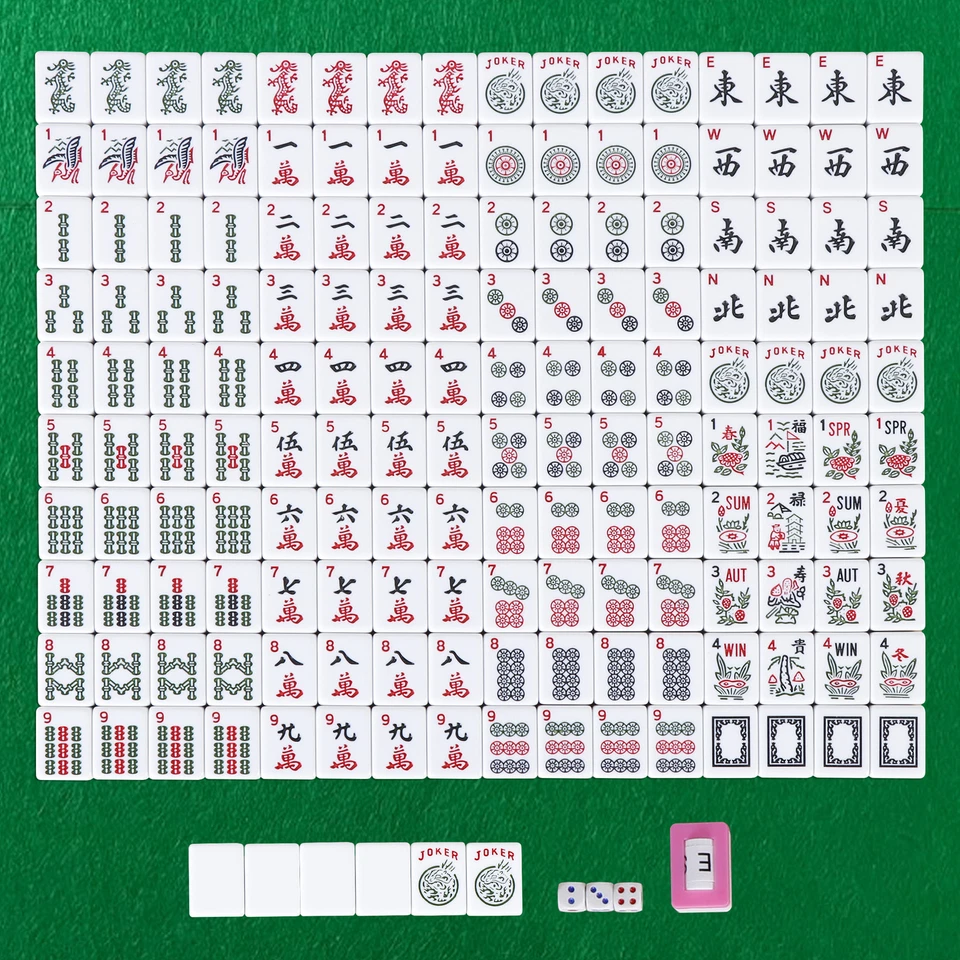 American Mahjong Set 166 Tiles 4 Colors Pushers/Racks Mahjong Set W/Soft Bag - Image 3 of 4