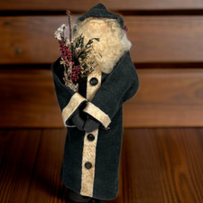 VTG Primitive Santa Claus Doll Handmade Original Saint Nicholas 15" H Signed