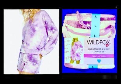 WILDFOX Sweatshirt & Short SET LOUNGE WEAR /PAJAMAS Super Soft SIZE L (14-16)