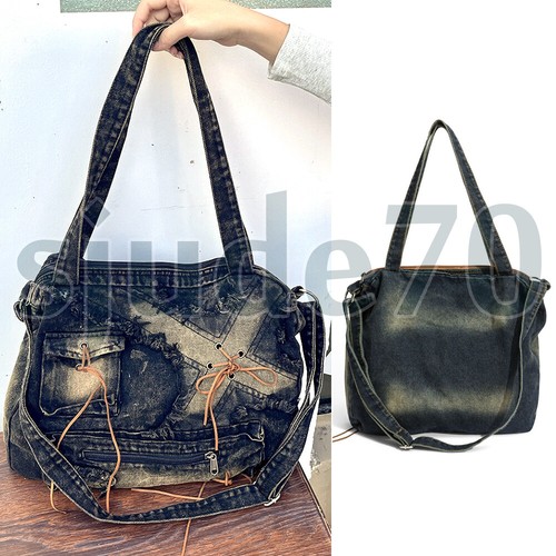 Women's Large Denim Crossbody Bag Tote Vintage Shoulder Handbags Jean Purse Hobo - Picture 4 of 10