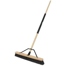 Push Broom 24 in. Outdoor Hardwood Steel Handle Lightweight Driveways Barns