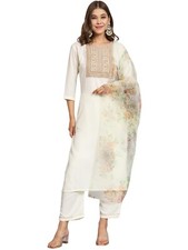 Women Silk Blend Kurta Pant with Dupatta Set