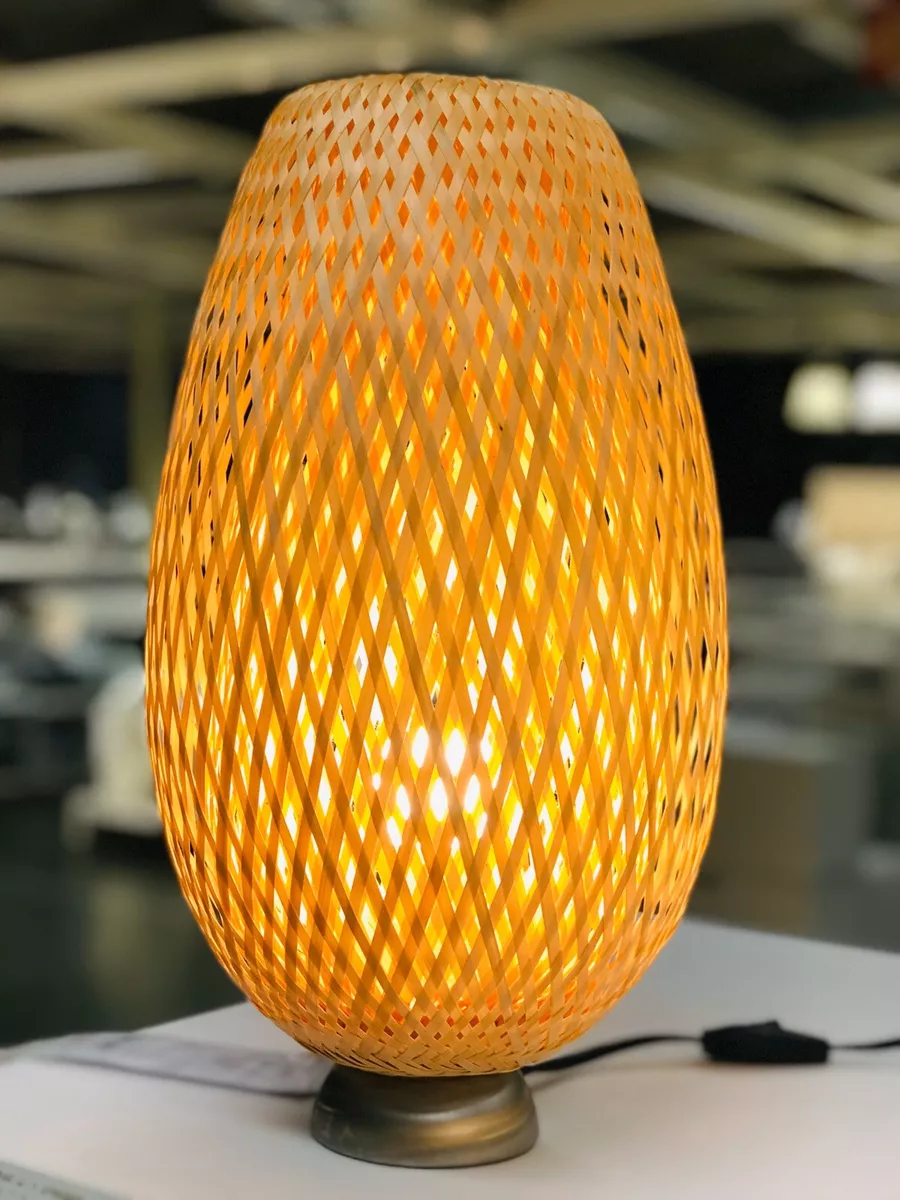 IKEA B JA BOJA Table lamp nickel plated bamboo create light