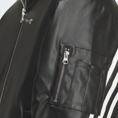 adidas Originals FW24 PU Jacket Series Fashion Logo Faux Leather