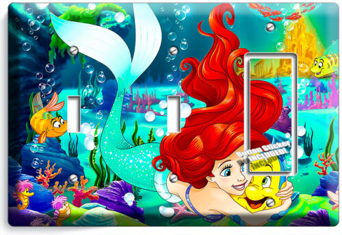 PEQUEÑA SIRENA ARIEL ABRAZOS LUZ PLATIJA INTERRUPTOR DE PARED PLACA HABITACIÓN DECORACIÓN ARTÍSTICA - Imagen 31 de 34
