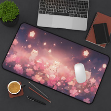 Kawaii Cats Desk Mat Cute Anime Mouse Pad Large Non-Slip Gaming Decor