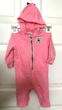 Converse All Star Jumpsuit One Piece Pink Hooded Baby 6/9 Months EUC Free Ship