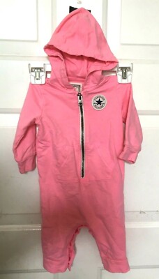 Converse All Star Jumpsuit One Piece Pink Hooded Baby 6/9 Months