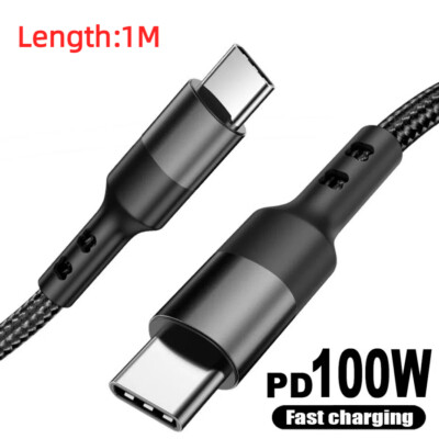 USB-C to USB-C PD 100W 5A Fast Charger Dual Type C Charging Data Sync USB Cable