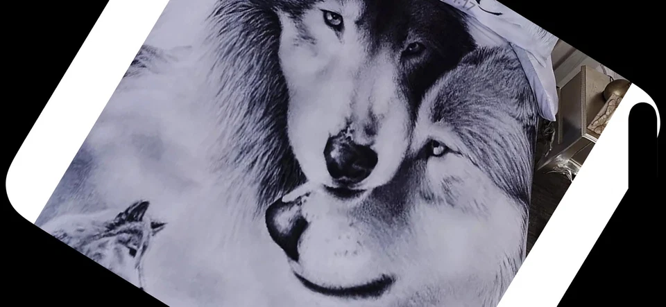 Juego de cama Wolf Couple funda nórdica y 2 fundas de almohada 80x90 cm nuevo completo Foto 3 de 4