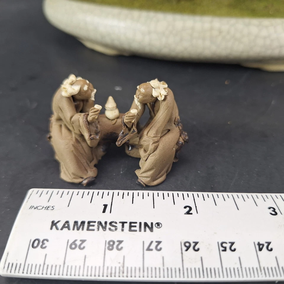 Artificial Bonsai Tree with Ceramic Planter & Clay Asian Figures Fake Plant - Image 3 of 4