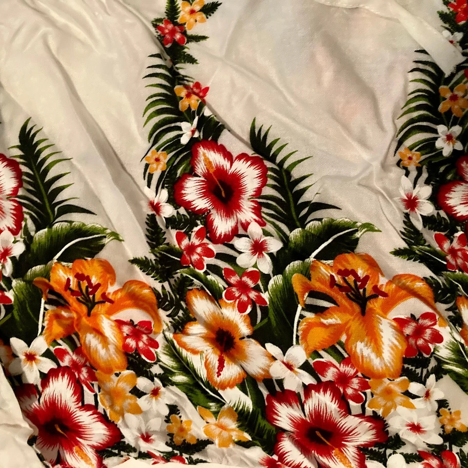 Girl's Halter Dress Hawaiian Luau Summer White Orange Red Floral Fern Size 4 - Изображение 4 из 4