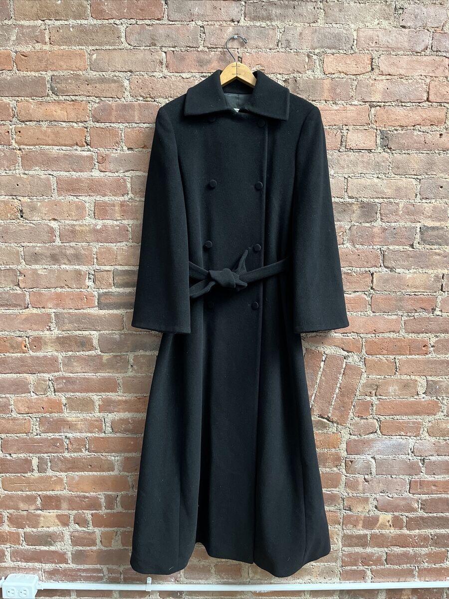 Vintage Emporio Armani Women's Long Coat, Sz 38, Black Wool Vintage Emporio Armani Women's Long Coat, Sz 38, Black Wool