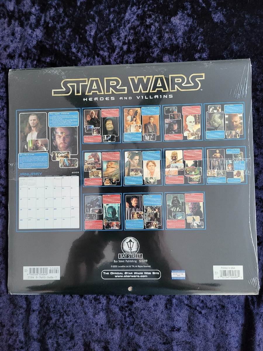 STAR WARS Heroes And Villains 2003 Calendar SEALED | eBay star-wars-heroes-and-villains-2003-calendar-sealed-ebay
