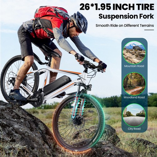 500W Electric Bike for SALE,26'' Mountain Bike 21Speed Commuter Ebike 48V Motor^ - Picture 34 of 54