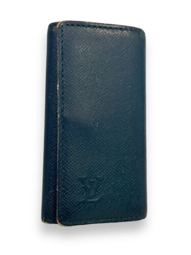 Louis Vuitton Taiga Skórzany portfel Trifold Uchwyt na klucze 4 haczyki Czarny Zielony Vintage - Zdjęcie 1 z 16