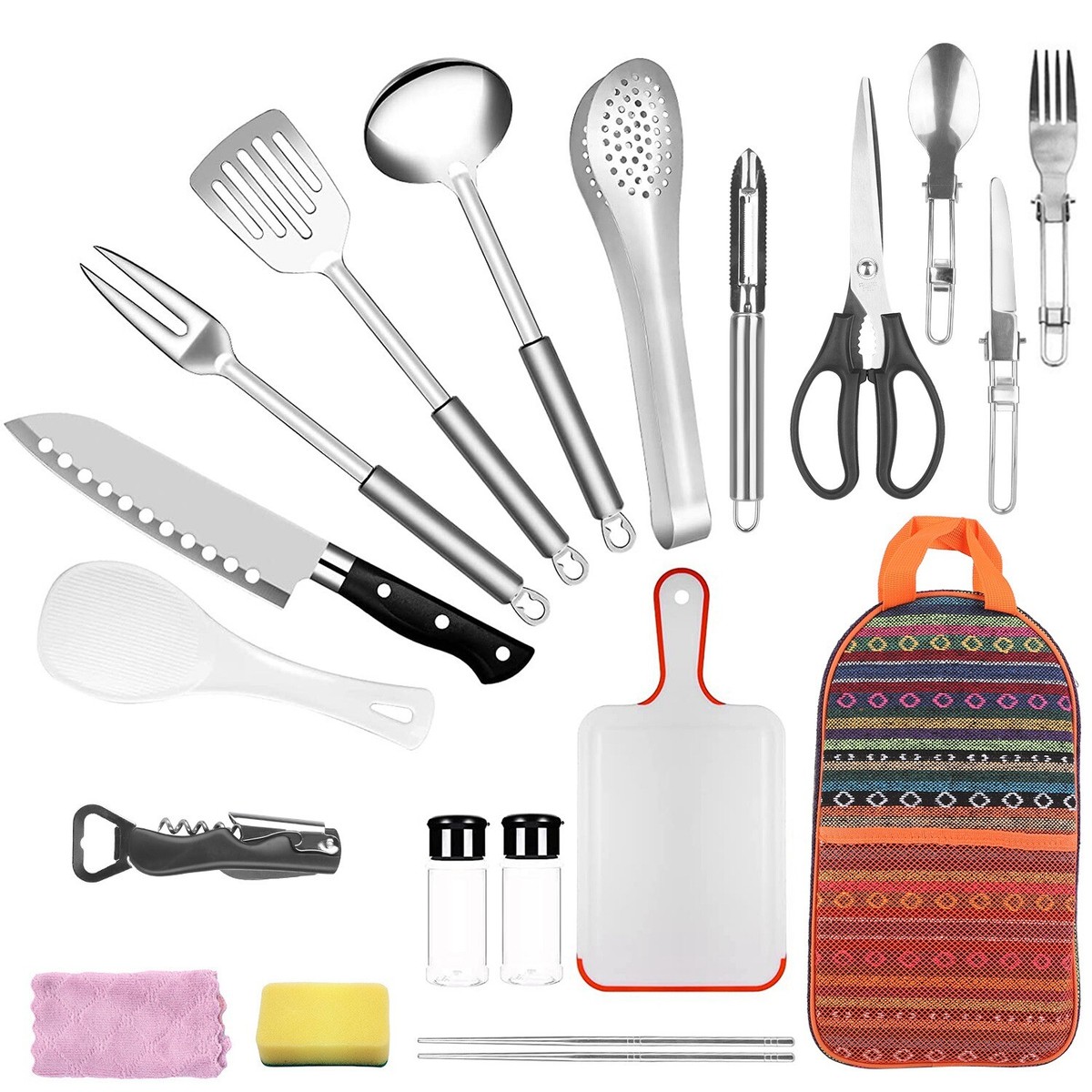19PCS Camping Cooking Utensils Set Camp Kitchen Barbecue