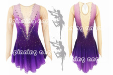 Ice Skating Adult Figure skating Dress Gymnastics Costume purple dyeing