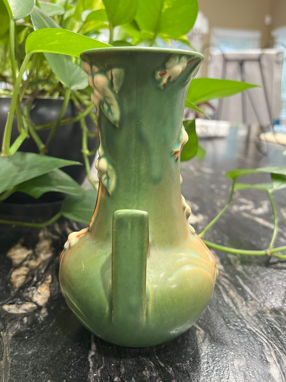 Vintage Roseville Pottery Green Snowberry Double Handled Vase eBay