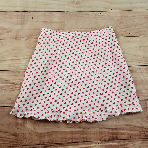 Zara Skirt Womens Medium White Red Short A-line Hearts Valentines High Rise M